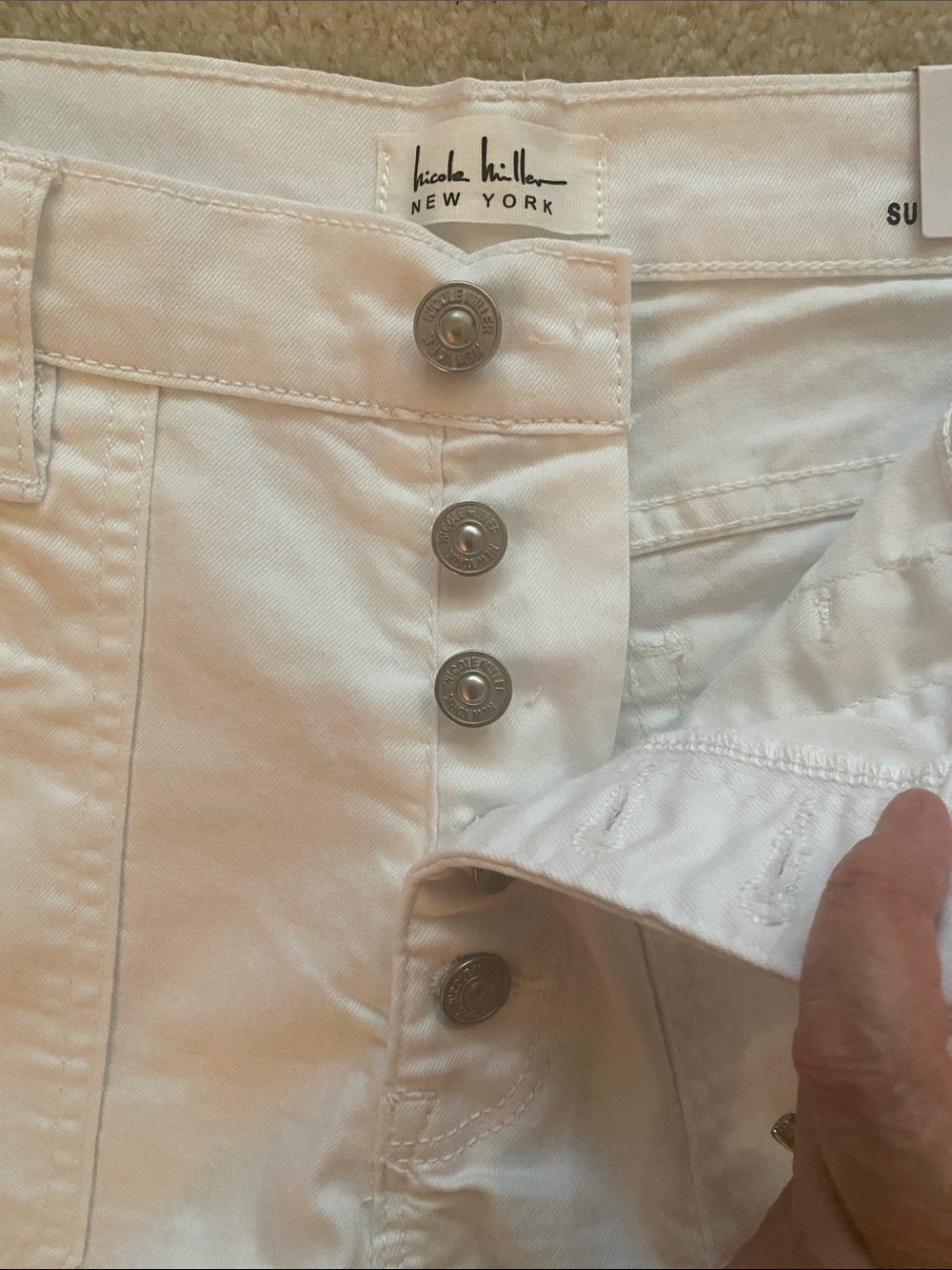 Nicole miller NWT white nomad size 8 super high rise shorts - Picture 2 of 8